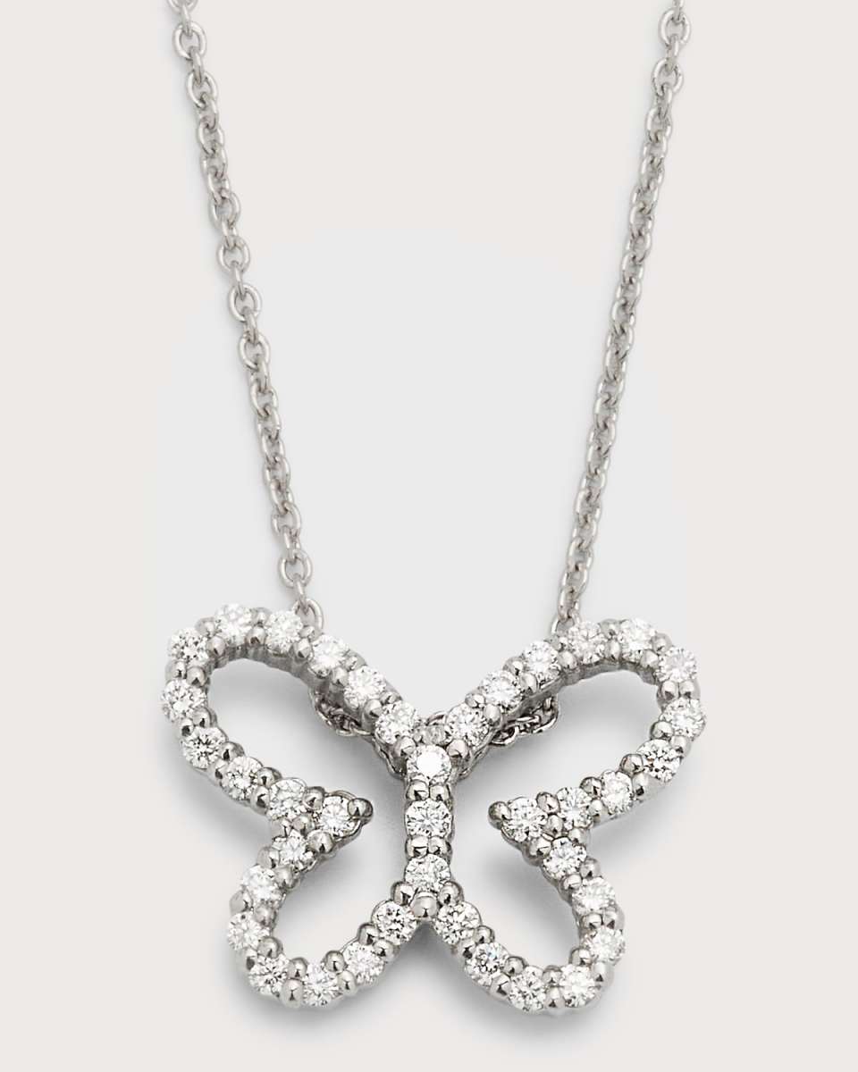 18K White Gold Open Butterfly Diamond Necklace